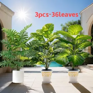 Set of 3 artificial palm trees, Lifelike Fake Plant, suitable for indoor and outdoor decoration, House Plants Decor, home gardening, weddings, and holidays. No pots, maintenance-free, with various package options available