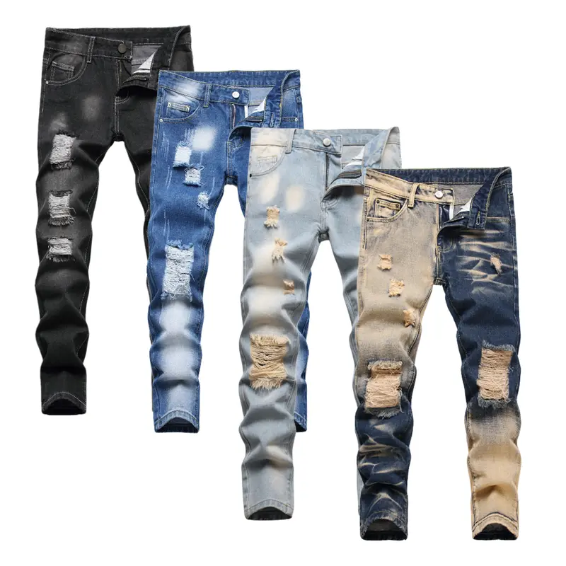Boy's Skinny Fit Ripped Destroyed Distressed Fashion Kids Denim Pants Jeans