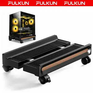 FULKUN PC Tower Stand with Wheels Adjustable Mobile CPU Stand Ventilated Computer Tower Stand for Floor Use Locking Caster Wheels 100LB Load Capacity