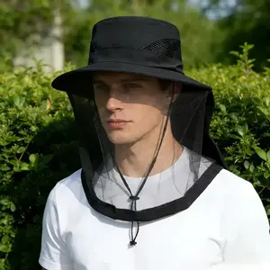 1pc Outdoor Mosquito and Sun Protection Hat, with breathable mesh fabric spliced on the hat body, fully covering the head, face, and neck, made of soft and foldable material, a must-have for going out, suitable for people who engage in outdoor fishing, fa