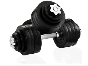Yes4All Cast Iron Weight Adjustable Dumbbell Set for Home Gym with Bar, Plates, Collar