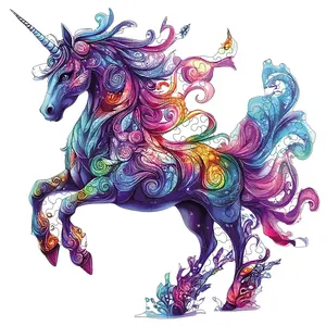 Unicorn Wooden Jigsaw Puzzle, Wooden Puzzles, Unique Shape Adult Brain Teaser Game, Christmas Gift Idea, Family Game Night Decorative Item