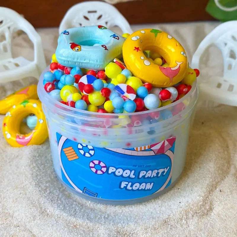 Pool party floam slime | 7oz slime | crunchy floam foam beads slime  | perfect for beginners