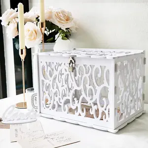 DIY White Wedding Card Box with Lock PVC Card Box Graduation Card Box  for Weddings,  Showers, Birthdays, Bridal or  Showers