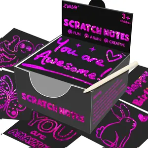 ZMLM Scratch Art-Carft Gift Christmas - 165 Holographic Rose Red Magic Scratch Paper Mini Art Notes Cards Halloween Party Favor Stocking Stuffers Bulk Art Craft Supplies Birthday Gift for Girl Boy Toy