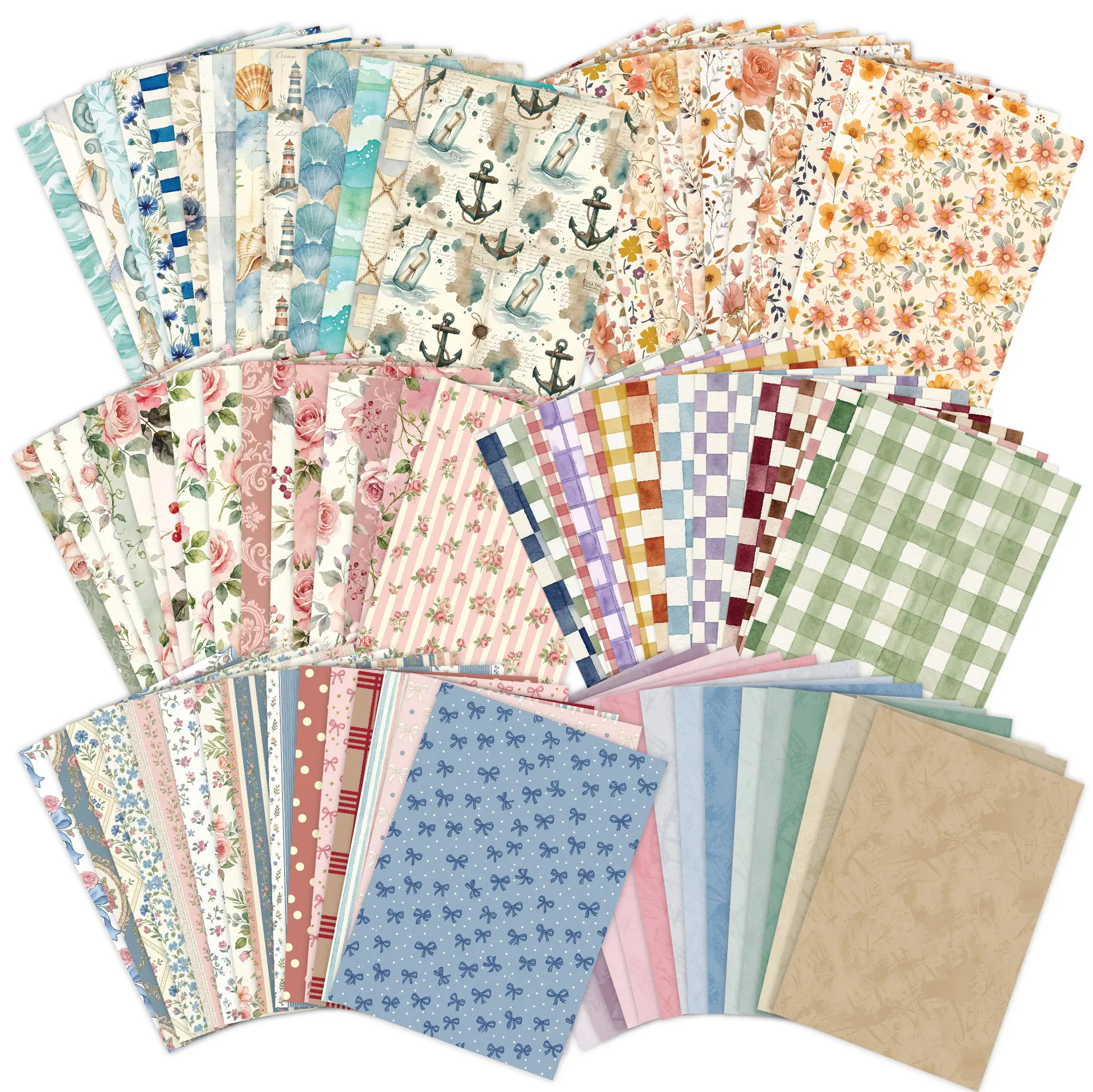 180 sheets of colorful Ins scrapbook paper (large size) / 400 sheets of floral scrapbook paper (small size) / 400 sheets of Ins scrapbook paper (small size); non-adhesive decorative paper for DIY notebooks, crafting projects, journaling materials.