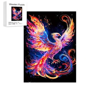 Unique Colorful Phoenix Wooden Puzzle, Irregular Animal Shape Jigsaw, Perfect Gift for Lovers & Friends, DIY Home Decor Toy Game