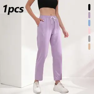 Women’s casual athletic long pants made from upgraded elastic, comfortable, breathable, lightweight fabric with an elastic waistband; suitable for wearing during hot weather—ideal for sportswear, casual wear, and golf apparel.Summervibes
