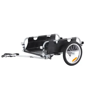 【DealsForYouDays】VEVOR Bike Cargo Trailer, 100 lbs Load Capacity, Heavy-Duty Bicycle Wagon Cart, Foldable Compact Storage & Quick Release with Universal Hitch, 16" Wheels, Safe Reflectors, Fits 22"-28" Bike Wheels, 14.55 Lbs