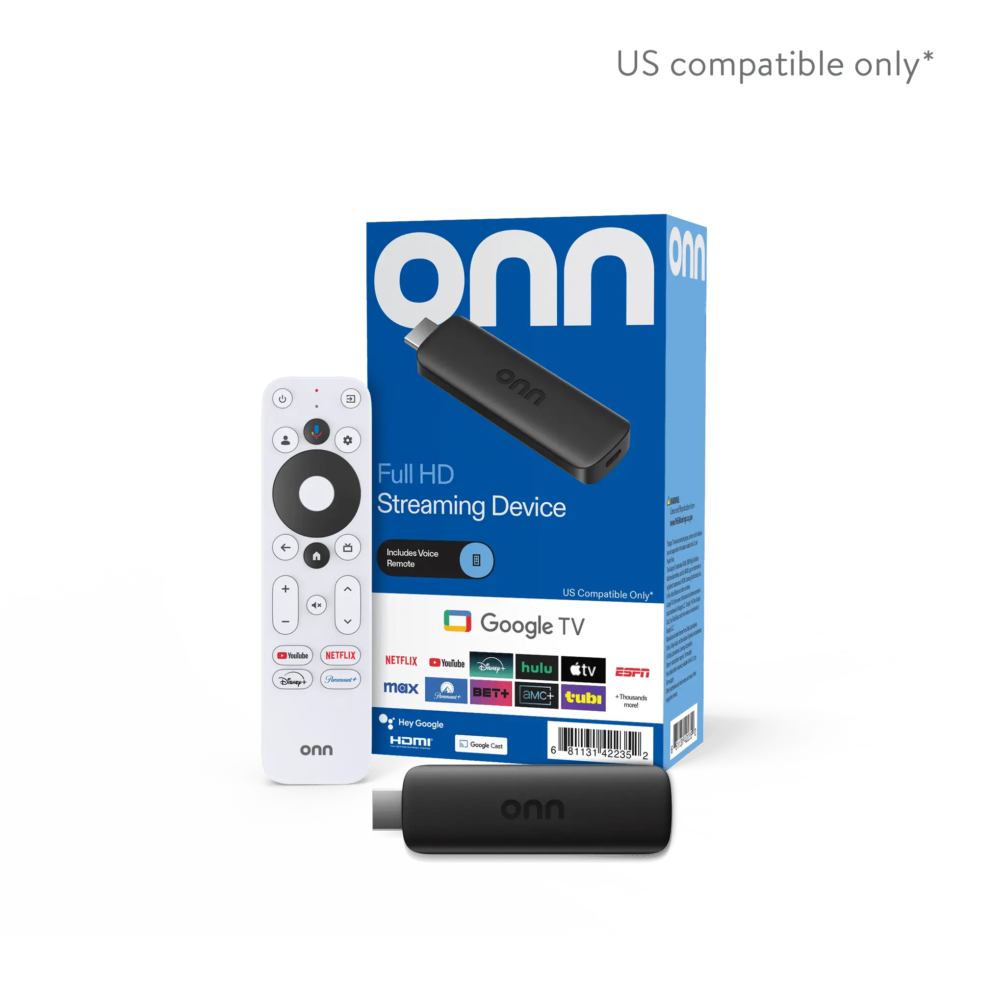 onn Full HD Streaming Device, Google TV - Fast Streaming, 8GB Storage, 1.5GB RAM, Remote with Voice Control