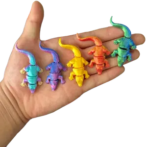 60pcs 3D printed crocodile set, 2.36 inches, PLA material, bright colors, smooth surface - Christmas celebration decoration, home landscape accessory (boxed)