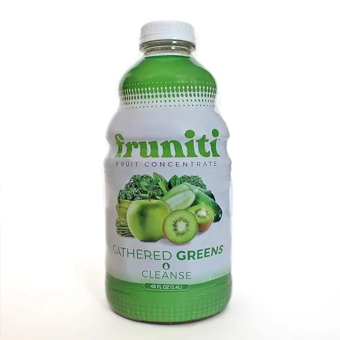 Fruniti Super Greens Smoothie Mix - Natural Cleanse + Detox - No Sugar Added - Fruit + Veggie Puree - Spirulina, Spinach, Kale, Cucumber, Lemongrass, Apple, Banana, Kiwi - Makes 24 Smoothies