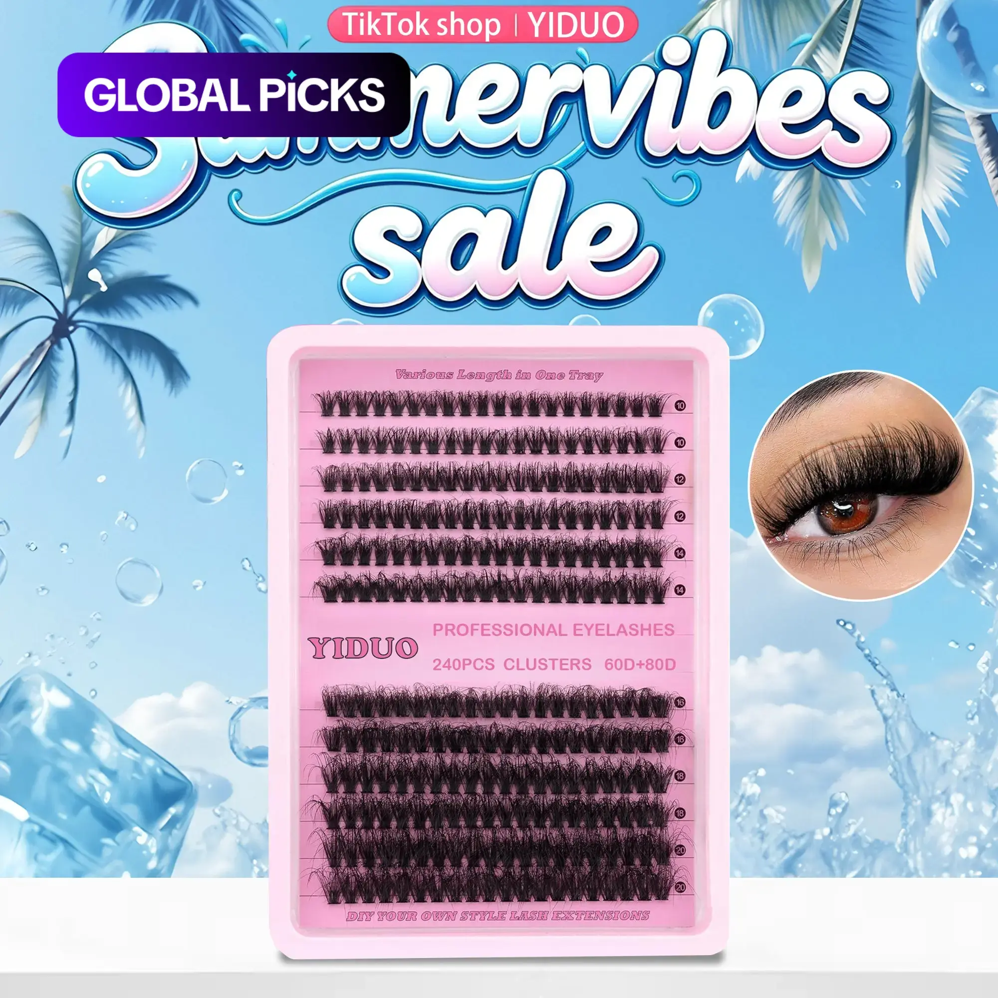 10-20mm Mixed Individual Cosmetic False Lashes Clusters, 240pcs/234pcs/300pcs/308pcs/set Volume Curly Thick Fake Eyelashes, Makeup Enhancement Lashes Clusters Kit, Cosmetic for Gift