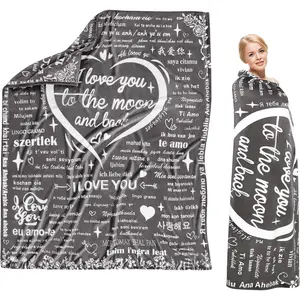Gifts for Her Throw Blanket Valentines Day Wife Mom Gifts,100 Language I Love You Romantic Soft Blanket Gifts for Her Wife Women Girlfriend Grandma on Christmas Day Valentines Birthday 60"x70"