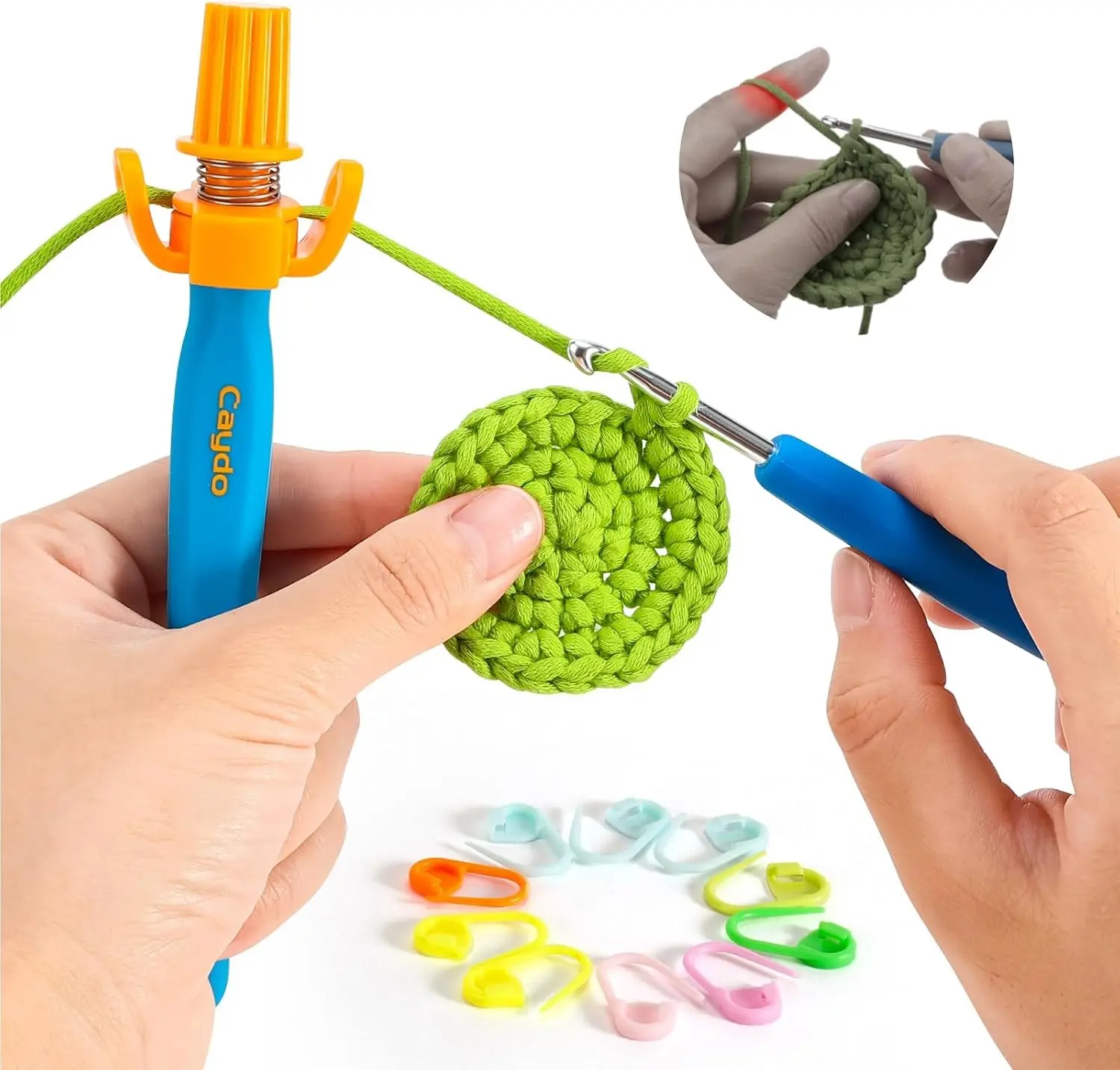 Crochet Tension Tool for Beginners, Ergonomic Yarn Guide Holder | Tension Control Crochet Helper, Comfort Handle for Left & Right Hander, Portable Crochet Accessories for Crocheters &Knitters Gift
