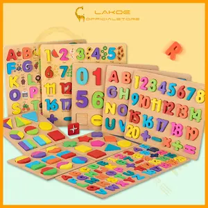 Baby Wooden Educational Puzzle Children Early Education Puzzle Toys Numbers Shapes Letters Wooden Puzzle