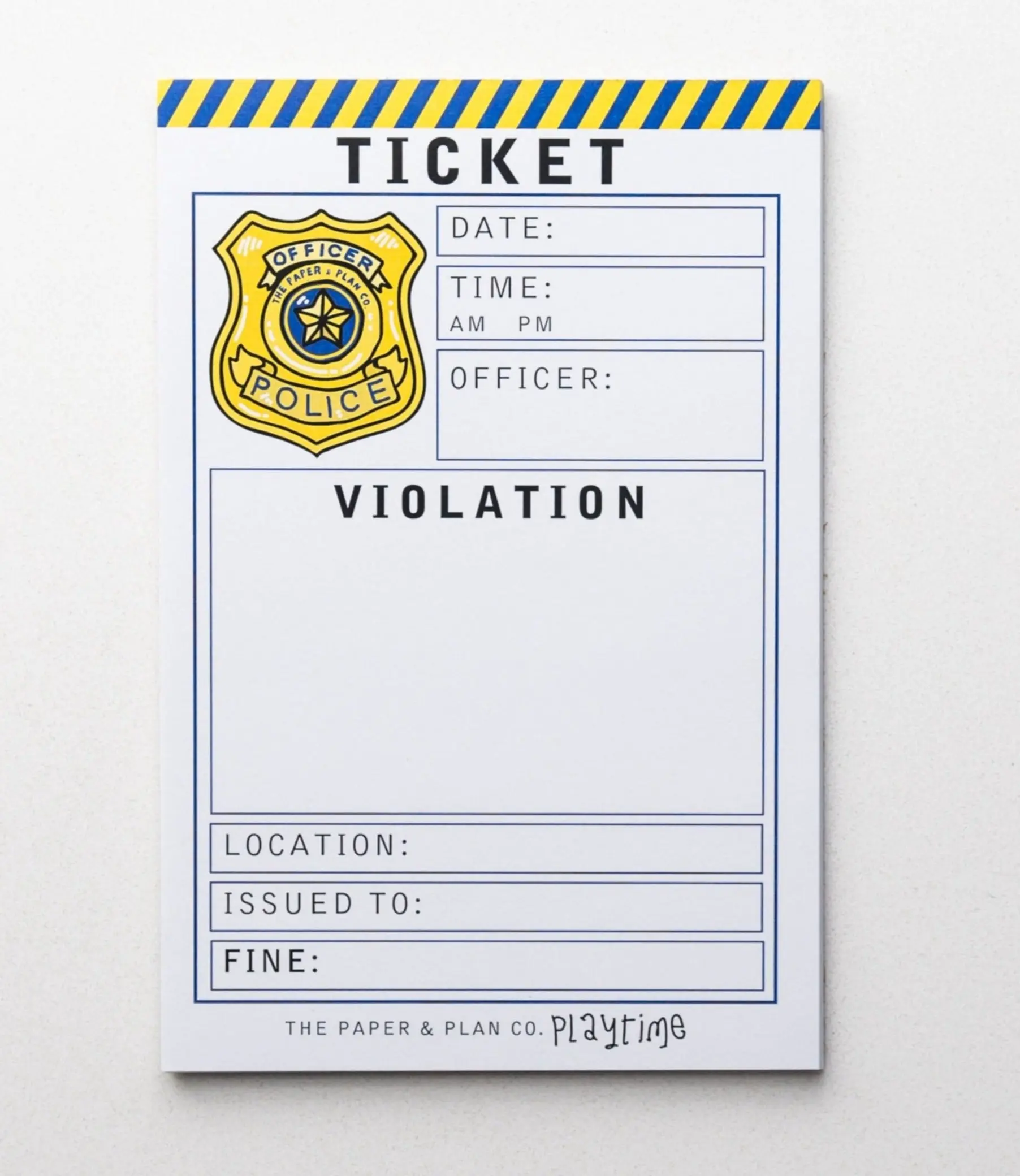 Police Ticket Violation Pretend Play Pads, 4"x6" 50-Sheet Creative Office Notebooks, Made in USA Stationery for Home Use