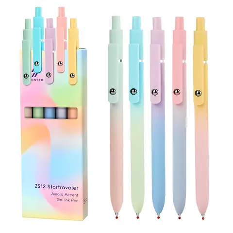 5-Pcs Colored Pens Set, 0.7mm Fine Point Quick-Dry Black Gradient Ink Pens, Stress Relief Office School Supplies, Art Party Gift & Birthday Present for Women