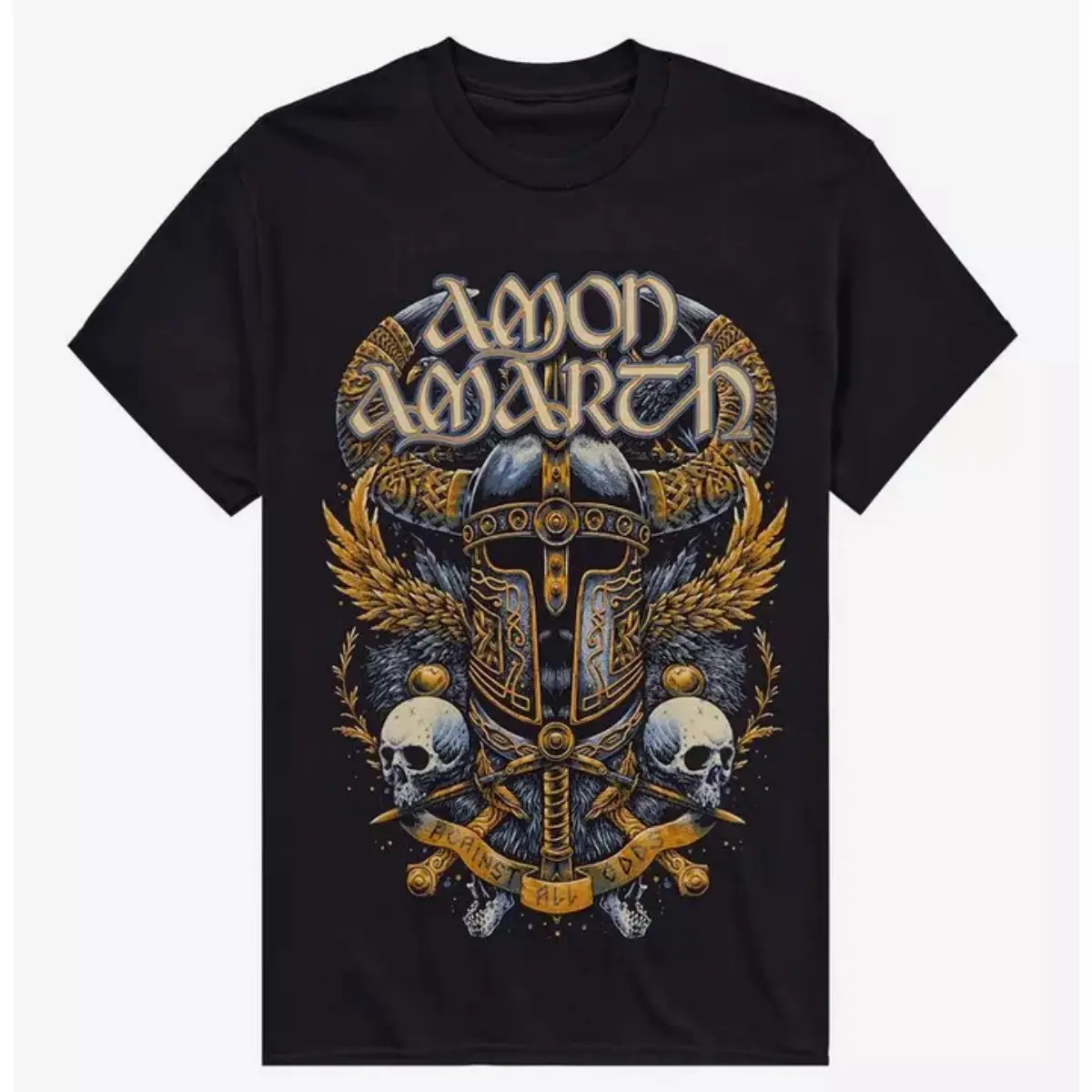 Men's Graphic T-Shirt, Amon Amarth 'Against All Odds' Cotton Streetwear Top, Oversized Soft Menswear with Good Sweat Absorption