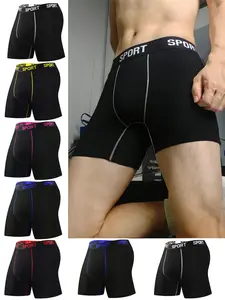 7 pcs Men's long flat corner underwear, Comfortable, breathable, lightweight, soft, sporty, suitable for home wear and fitness boxing, Breathable boxer briefs Workout Gym Underwear