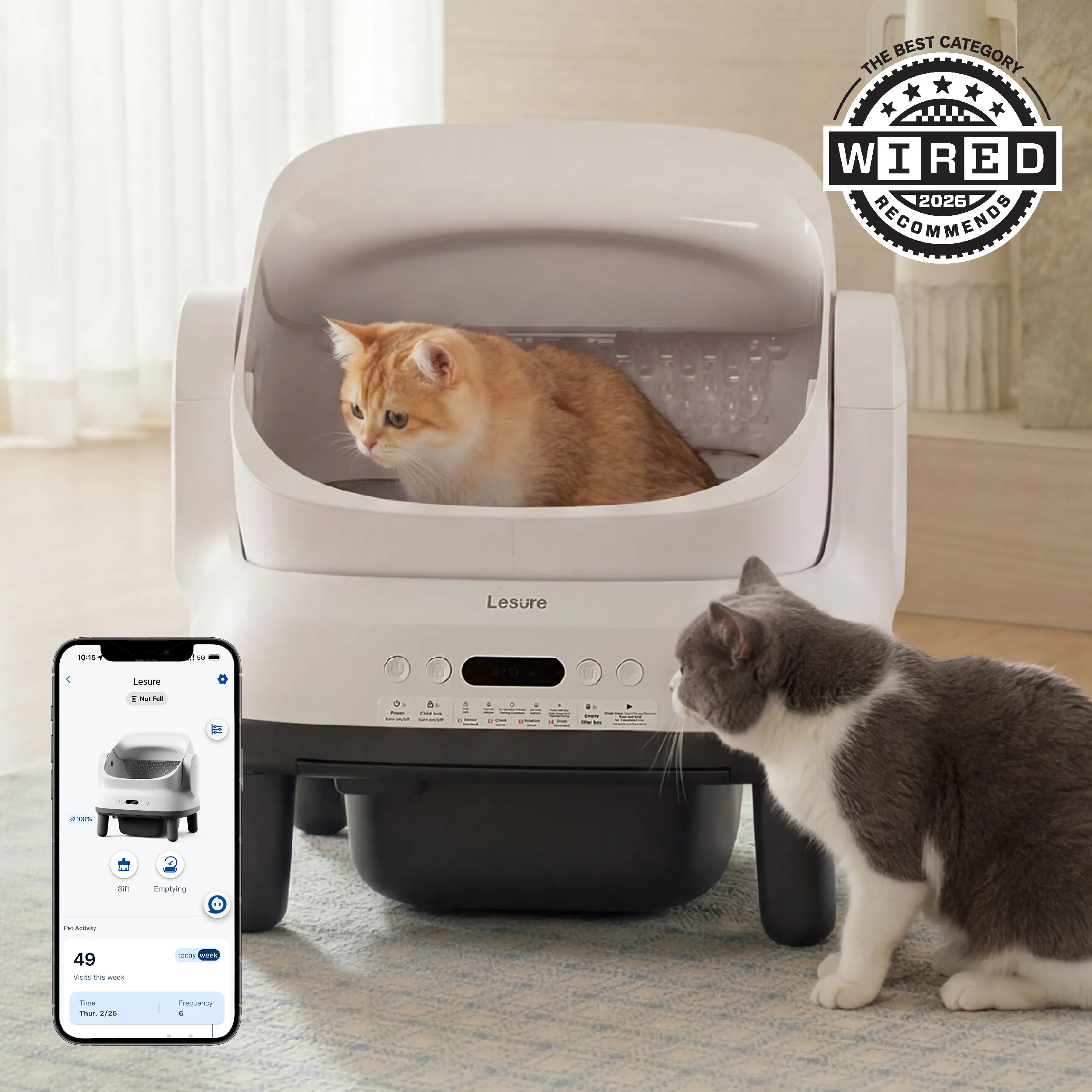 Lesure Self-Cleaning Litter Box - Safe, Odor-Free & Easy for Your Cat