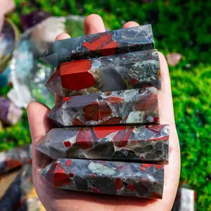 Natural African Bloodstone Tower Point Polished Obelisk Meditation Healing Crystal Home Decoration Ornament Mineral Specimens