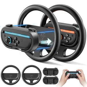 Mario Kart World 8 Steering Wheel & Handle Set for Switch Joy-Con Controller, Detachable Grip Design, Gaming Accessory