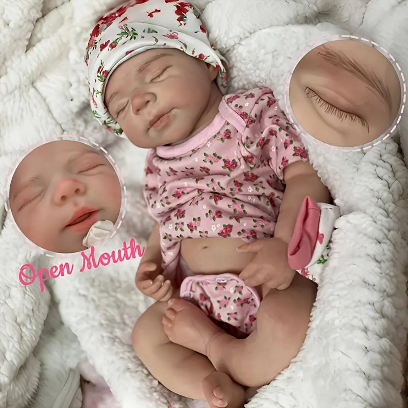 Otarddolls 18 Inch / 45cm Lifelike Reborn Girl Doll Pascale, Openable Mouth & Washable, Asleep Pose, Full Body Solid Silicone, 3D Painted Realistic Newborn Baby Doll Toy, Perfect Gift For Family