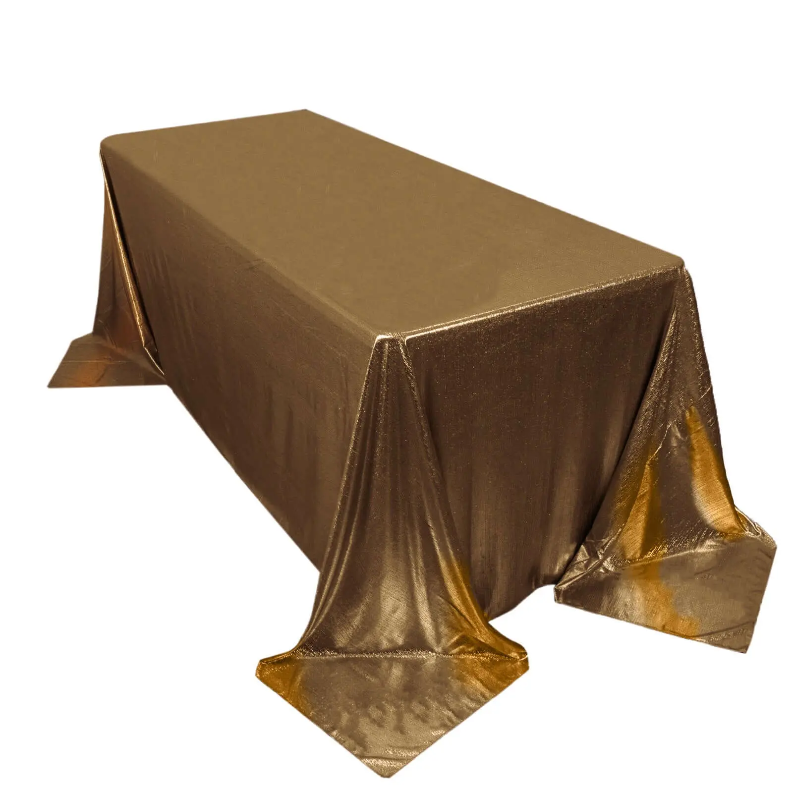 Antique Gold Sequin Dots Polyester 90"x132" Rectangle Tablecloth - Seamless, Wrinkle-Free, Glittering Cover for Candy Buffet, Anniversary Dinner, Graduation Ceremony, Proms, Weddings, Baby Shower