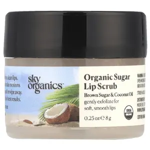 Sky Organics Organic Sugar Lip Scrub, Brown Sugar & Coconut Oil, 0.25 oz (8 g)