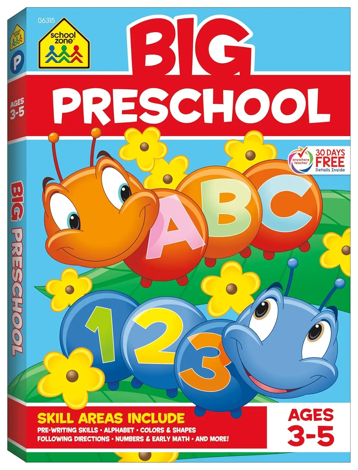 School Zone Big Preschool Workbook [Paperback]: 320 Spiral-Bound Pages, Pre-K, Colors, Shapes, Numbers, Early Math, Alphabet, Pre-Writing, Phonics, Following Directions, Ages 3-5
