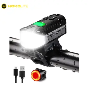 Hokolite 1500 Lumens Rechargeable Bicycle Headlight with Low Battery Indicator, Daylight-Visible Flash, Compact Design & 4 Inch for Outdoor Cycling