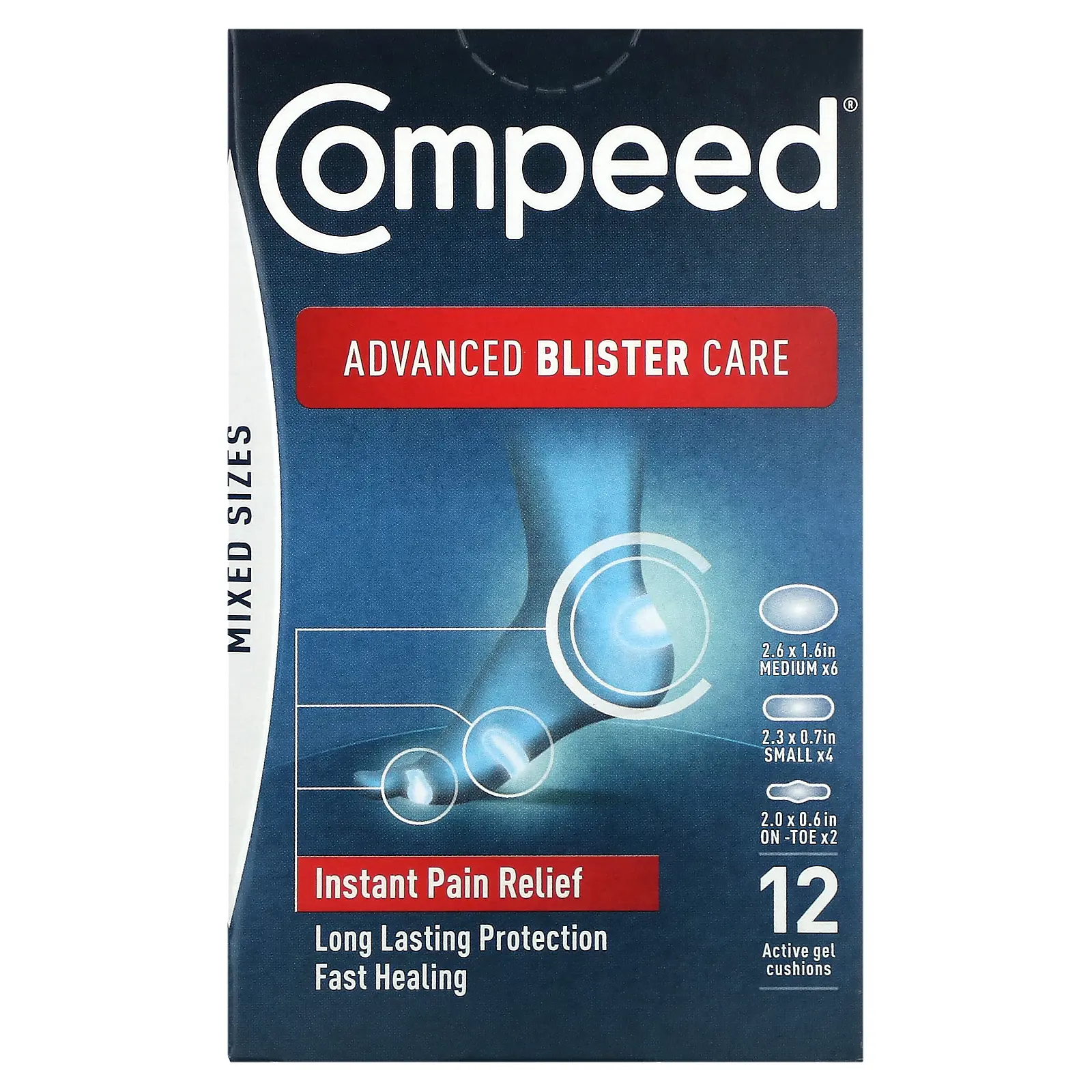 Compeed Advanced Blister Care, Mixed Sizes, 12 Active Gel Cushions | HSA/FSA Eligible