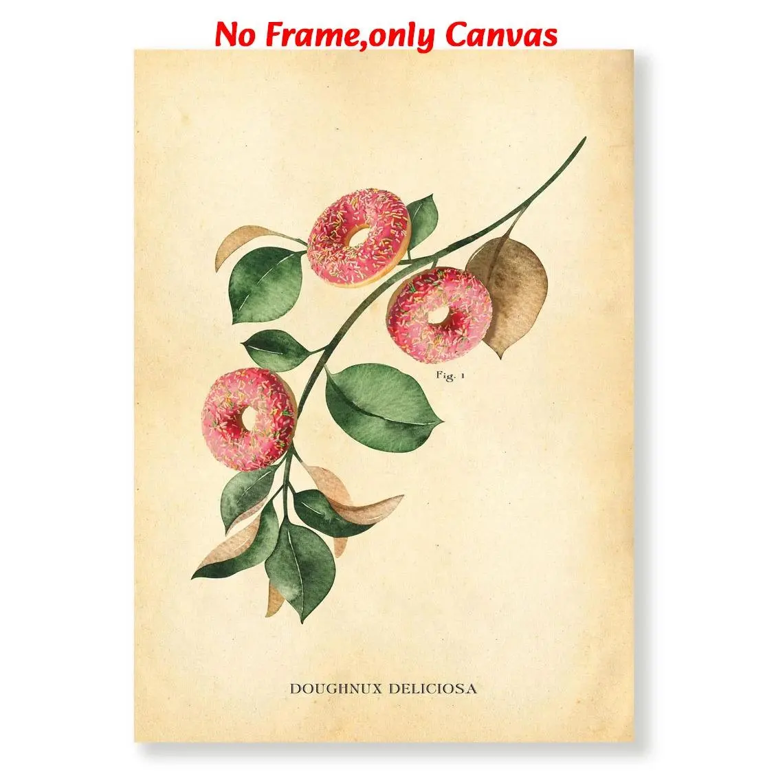 1 pc, wall art, Vintage Wall Art, animal posters, donut wall art, botanical prints, Canvas Prints, donut art prints, gallery wall, humorous art, living room decor, dining room decor, kitchen decor, unframed
