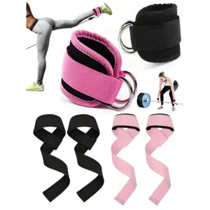 4/2pcs Fitness Accessories Set, Including 2pcs Squat Rack Ankle Straps And 1 Pair Deadlift Assist Straps, Suitable For Gym Strength Training, High Quality, Essential For Fitness Enthusiasts, Suitable For Men And Women
