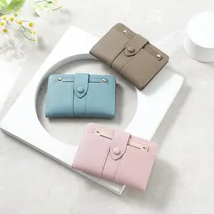 Women’s Small Zip Around Wallet, Minimalist Solid Color Card Holder with Zipper Coin Pocket, Slim Lightweight Compact Purse for Daily Use, Travel, Shopping or Gift