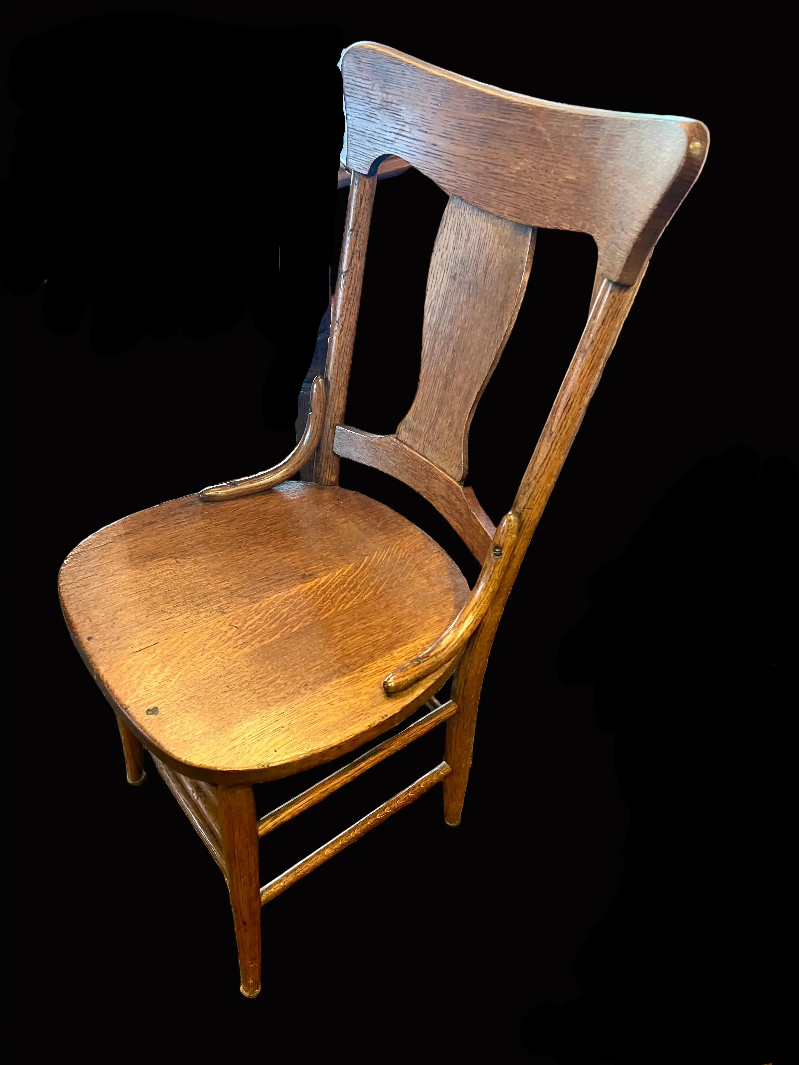 Set of 4 Antique Oak Splat Back Dining Chairs by Murphy Chair Company