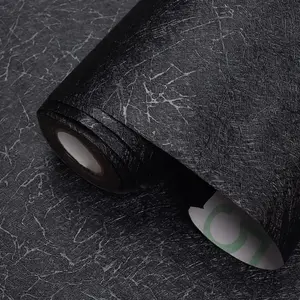 Black Peel and Stick Wallpaper 118In L 15.7In W Self Adhesive Removable Wallpaper for Bathroom/Bedroom Modern Contact Paper Silk Textured Black Contact Paper for Cabinets Shelf Waterproof