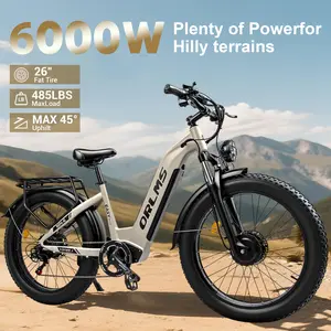 [SMLRO  MN-6] 6000W Dual Motor Electric Mountain Bike 52V 23AH Full Suspension Front Shock Absorption, Shimano 7-Speed,UL2849 Certified Off-Road Fat Tire Durable Lithium Battery 26" fat tires ebike electric bikes for adults