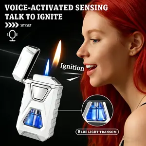 (Butane Not Included)Smart Voice Control Lighter - Type C Butane Lighter | Windproof Multifunctional Metal Lighter | Cool Gift for Men Boyfriend Family | Gift Box Included