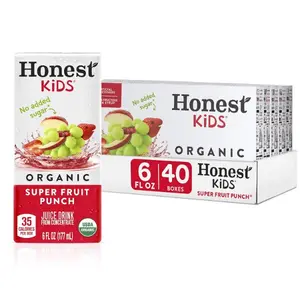 Organic Super Fruit Punch Vitamin Beverage, Halal Ingredients, 6 fl oz Juice Boxes (Pack of 40) - US-Sold Juice Drink
