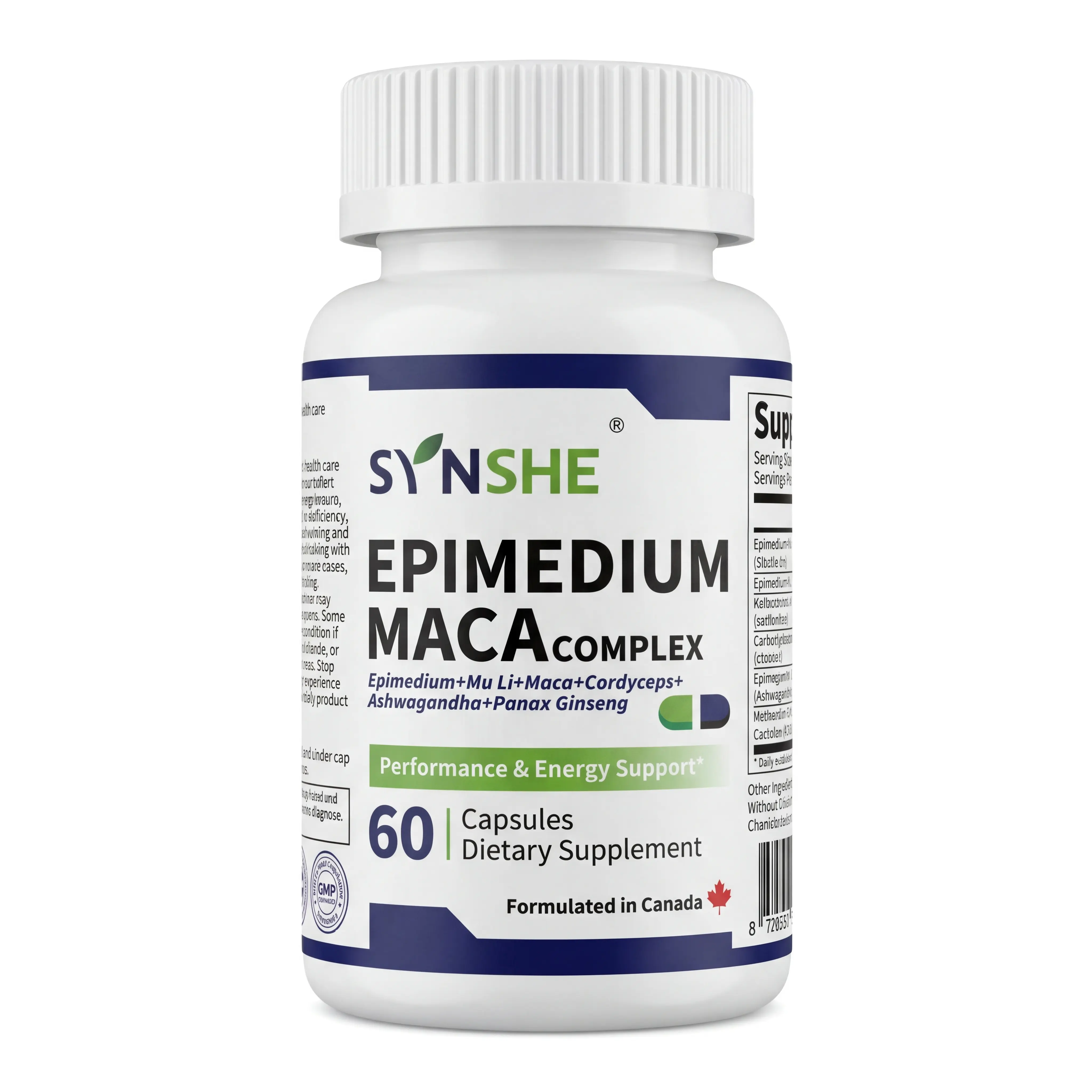 Synshe Premium Horny Goat Weed Epimedium & Maca Complex | Natural Male Vitality Supplement | 60 Caps | Clinically Studied Herbs | SGS Tested | Supports Energy, Stamina, Hormone Balance | NPN, cGMP