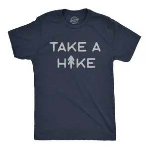 Mens Take A Hike T Shirt Funny Outdoor Adventure Camping Graphic Tee Mens Funny T Shirts Cool Vintage Fashion T-Shirt Gift Classic Menswear Funny Camping Short Sleeve Novelty Tees for Guys Navy