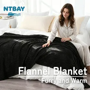 NTBAY Flannel Fleece Blanket, Ultra-Soft, Cozy,Skin-friendly, Lightweight Flannel Fuzzy Blanket, Fluffy Warm Reversible Stripes Design, Easy Care,for Bed, Couch, Travel, Camping, Fall, Christmas gifts
