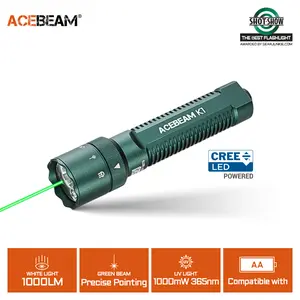 ACEBEAM K1 EDC Flashlight with Three Light Sources, 1000 Lumens, 365nm UV light, Green Pointing Beam, Rotary Magnetic Switch, Powered by USB-C Charging Port on 14500 Battery