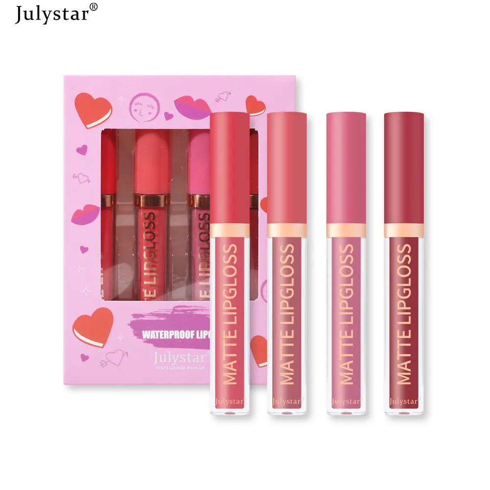European and American Velvet Matte Matte Lipstick Kit Natural Long Lasting and Does Not Fade No Stain on Cup Lip Lacquer Set Box Gloss Lipgloss Makeup Cosmetic Glossy Lip Care