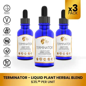 3 Bottles of Coco March N.M.D Terminator Liquid Plant Herbal Blend, Digestive Health Supporting Dietary Supplement for Adults - 59 Servings per Bottle