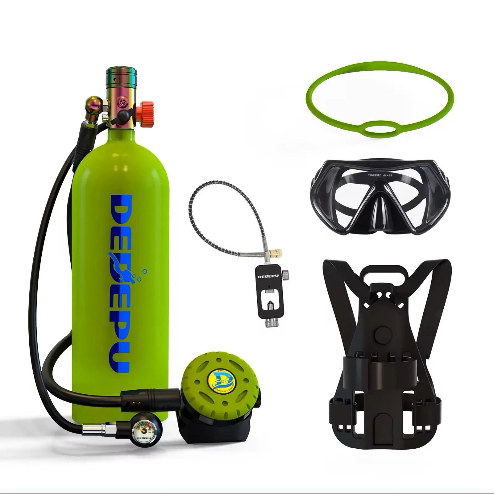 DEDEPU 2.3L Scuba Tank, Mini Diving Tank Small Lung Tank with Adapter, Up to 40 Mins Underwater Breathing Time, Portable Backup Air Cylinder, Emergency Resuce Pony Bottle gear scubadivingtank snorkel dive miniscuba divinggear equipment tiktokshopspringglo