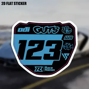 1PC Cool Racing "GUTS 123" Logo Sticker For Stationery, Carry Bags, Car Small Items Racing Number + Slogan Decor Daily With Racing Cool Texture Details Convey Love For Racing Passionate Style Inject Racing Soul Into Items Universal Car Sticker