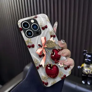 Cute Cherry Bow Phone Case, Coquette Aesthetic Glossy Cover for iPhone 12 Pro Max — 975 outdoorfun